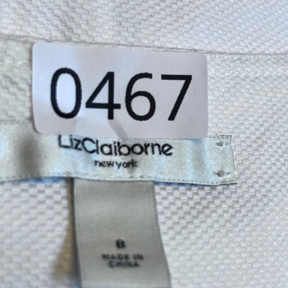 Liz Claiborne Womens White Textured Cap Sleeve Dress Size 8 - Picture 10 of 10
